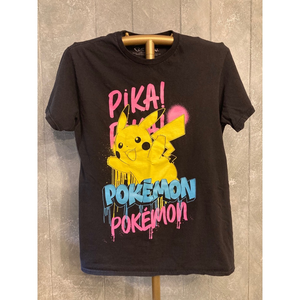 Pokemon Pikachu Graffiti Graphic T-Shirt Black Mens Medium 2023 Nintendo Tee